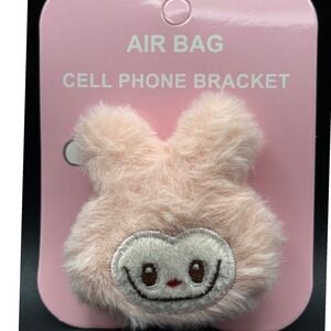 Fluffy Bunny Air Bag Cell Phone Bracket Holder Pink Faux Fur Cute Kawaii